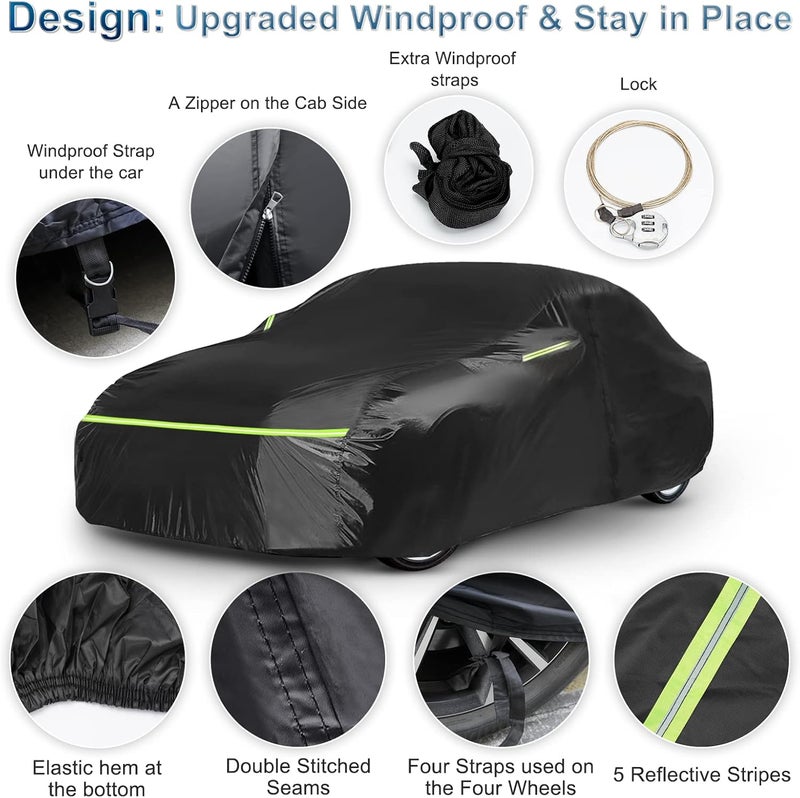 BIGACOVER for Mercedes Benz E Car Cover Waterproof All Weather Heavy Duty Protection Outdoor Full Car Covers Windproof with Driver Side Zipper Compatible for Mercedes Benz E-Class 2006-2025 Sedan - Image 3